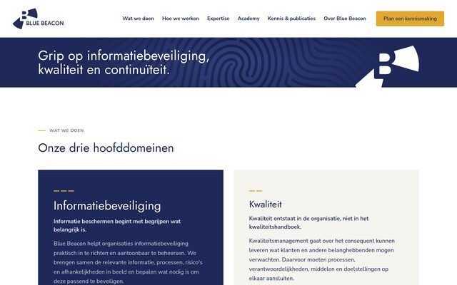 Homepage van Blue Beacon