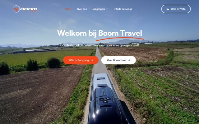 Homepage van Boom Travel