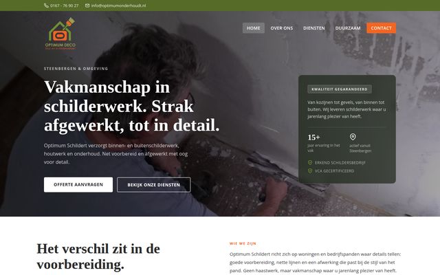 Homepage van Optimum Schildert