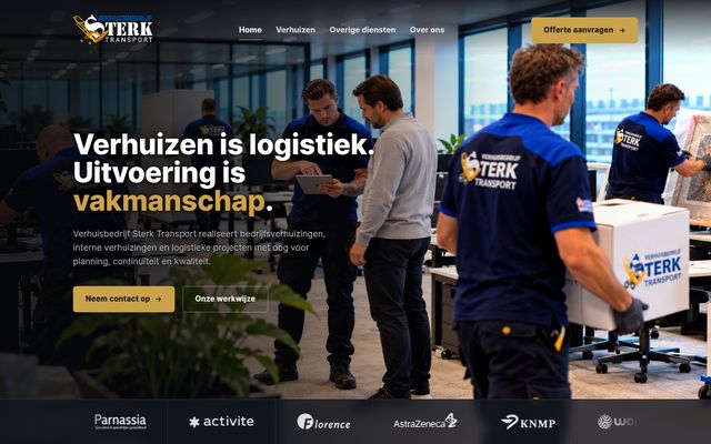 Homepage van Verhuisbedrijf Sterk Transport